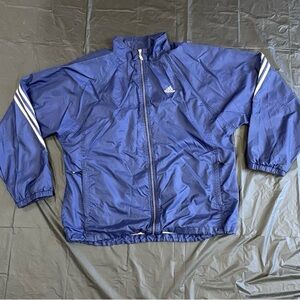 Adidas Blue Windbreaker with White Stripes